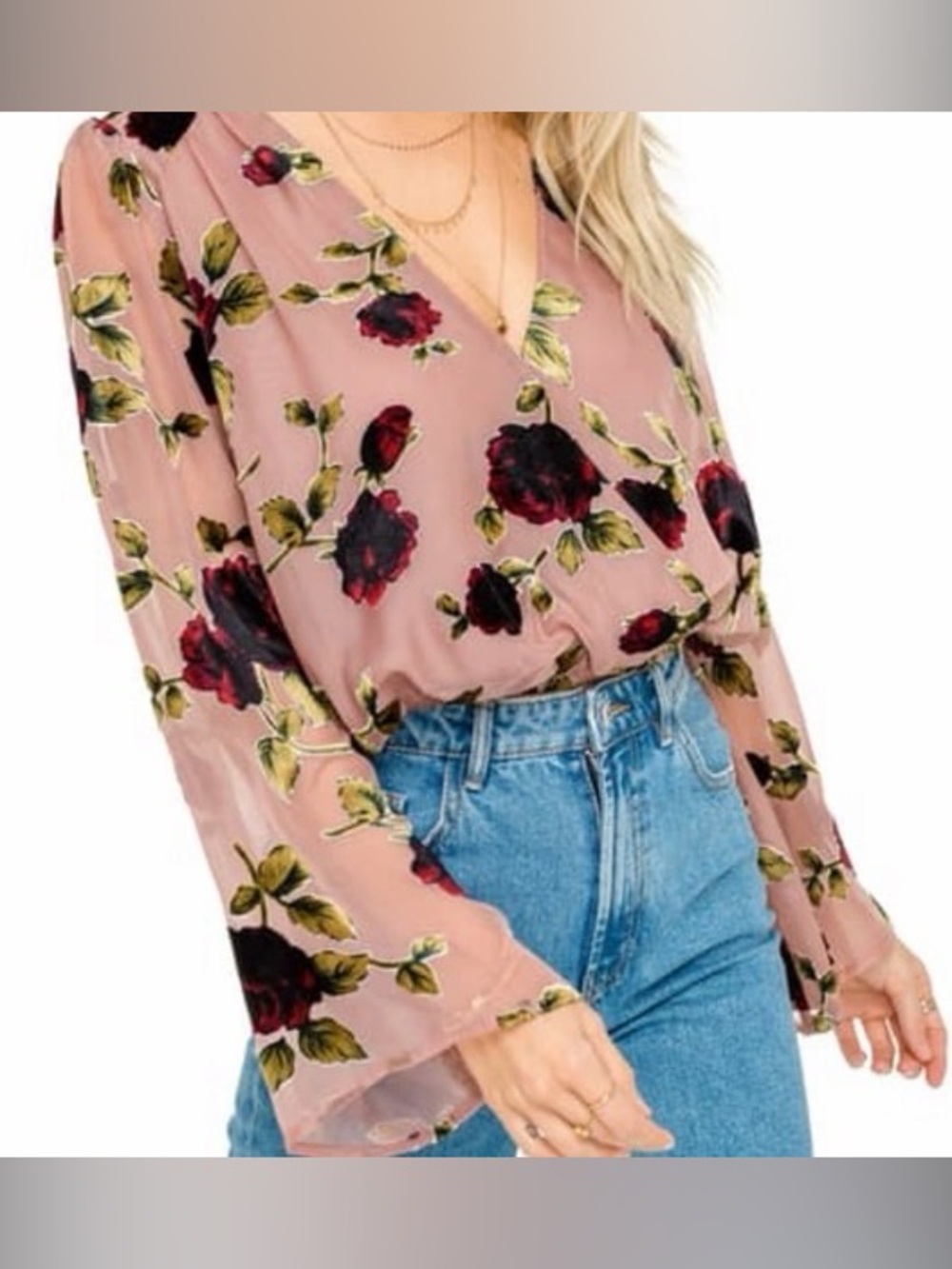 ASTR Surplice Burnout Velvet Top